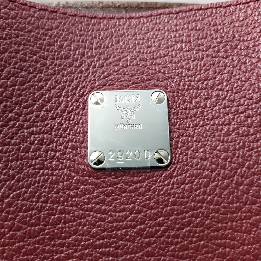 MCM Wandel Red Ruby Tan Leather Reversible Double Handle Shopper Tote Bag - Picture 4 of 16